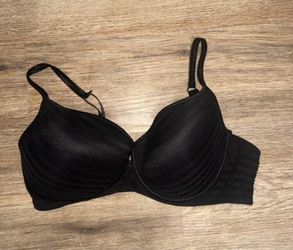 Adrienne Vittadini Studio Bra 40D Black Striped Padded Underwire Full Coverage